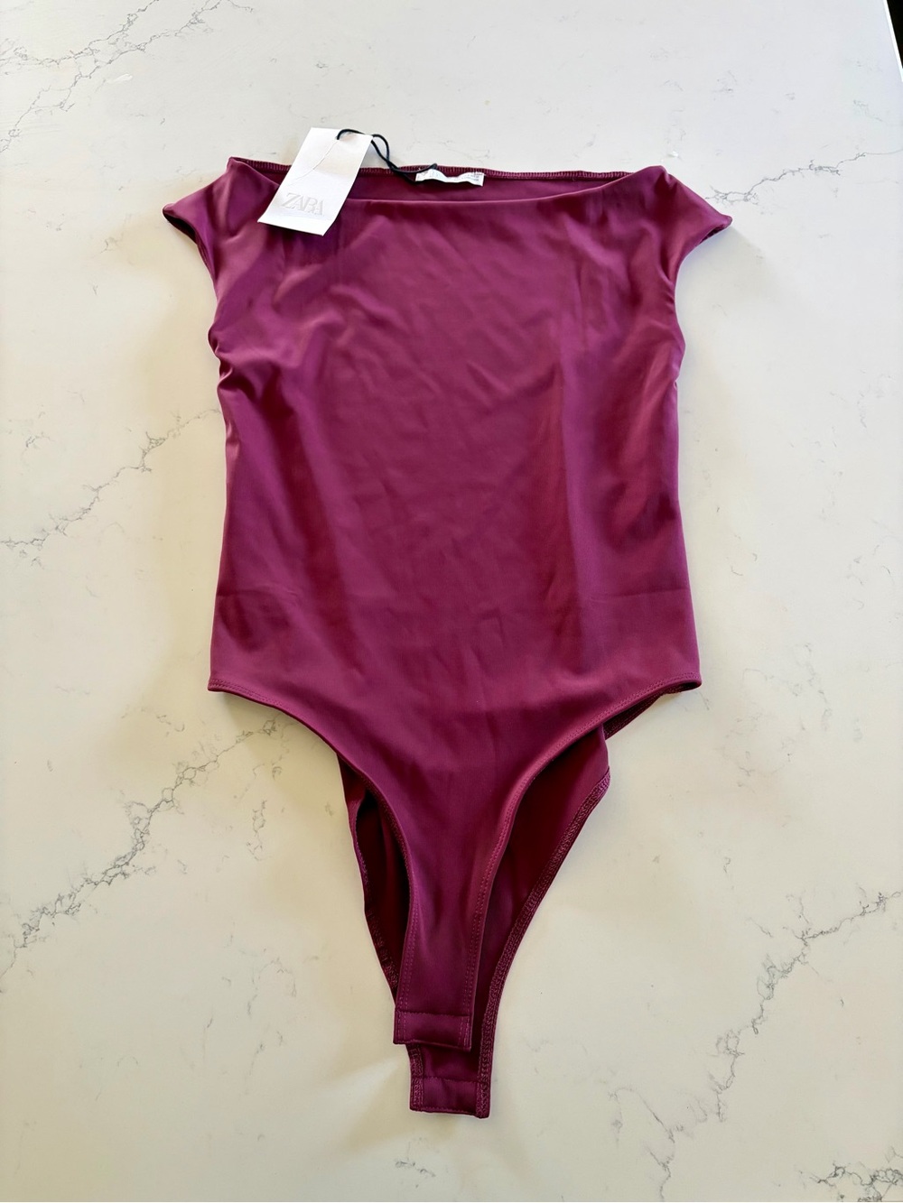 ZARA Plum-Magenta Maroon One-Piece Bodysuit - Women’s Medium (NWT)